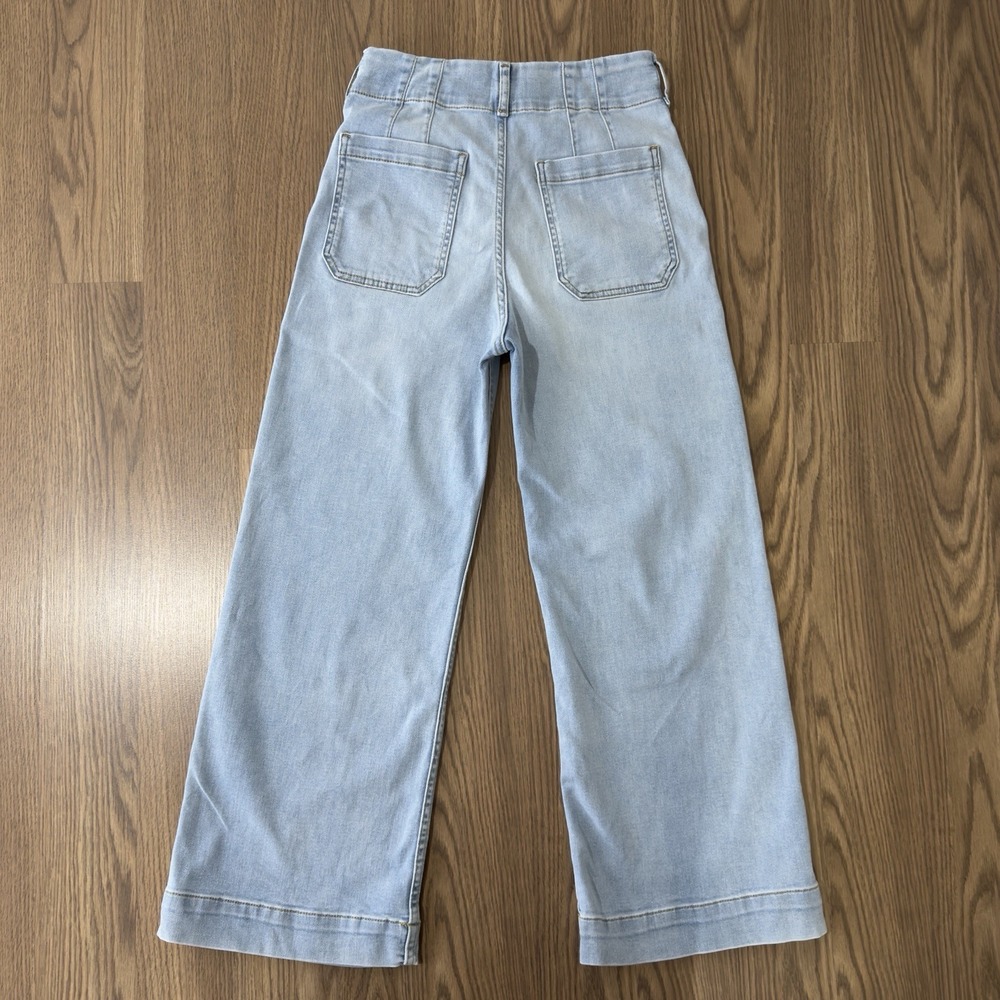 Maeve Anthropologie The Colette Jeans Womens 25 Blue Wide Leg Crop Light Denim - Picture 14 of 14